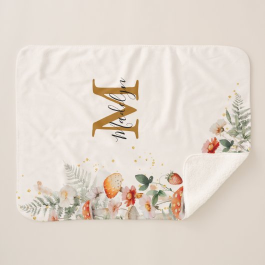 Monogram Bospaddenstoelen Bloemen Bloemen Floral b Sherpa Deken (Voorkant (horizontaal))