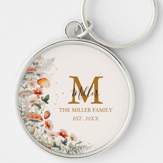 Monogram Bospaddenstoelen Bloemen Bloemen Floral b Sleutelhanger (Voorkant)