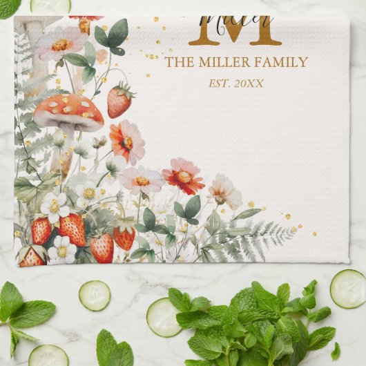 Monogram Bospaddenstoelen Bloemen Bloemen Floral b Theedoek (Gevouwen)