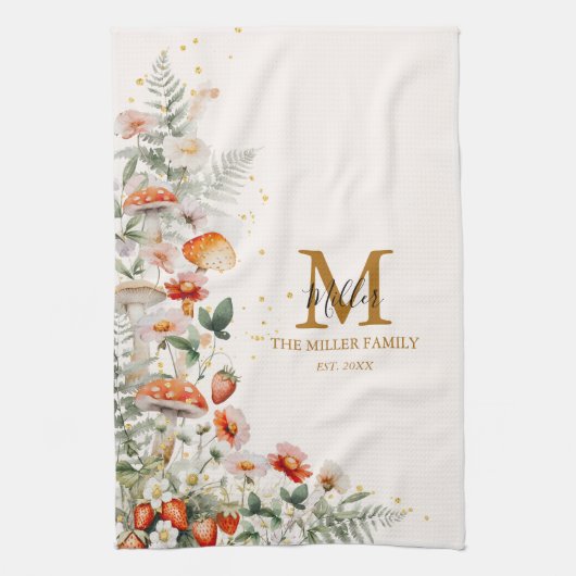 Monogram Bospaddenstoelen Bloemen Bloemen Floral b Theedoek (Verticaal)