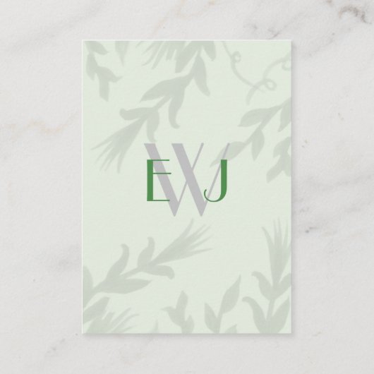 Monogram Botanical Greenery accommodatiekaart Informatiekaartje (Achterkant)