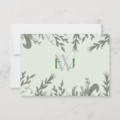 Monogram Botanical Greenery Wedding rsvp Kaart (Achterkant)