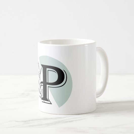  Monogram Botanical Leaf P letter classic mug Koffiemok (Voorkant rechts)