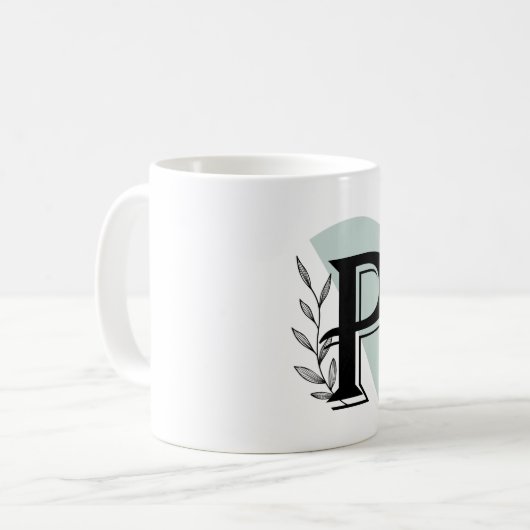  Monogram Botanical Leaf P letter classic mug Koffiemok (Voorkant links)