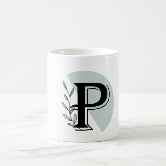 Monogram Botanical Leaf P letter classic mug Koffiemok (Center)