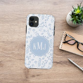 Monogram Botanisch Blauw Eenvoudig Florentijn Patr Case-Mate iPhone Case