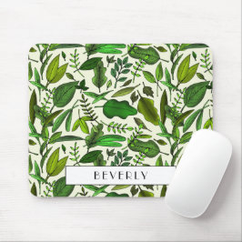 Monogram Botanisch Groene Bladeren Patroon Muismat
