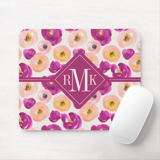 Monogram | Botanisch patroon Waterverf Muismat (Met muis)