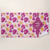 Monogram | Botanisch patroon Waterverf Strandlaken (Voorkant)