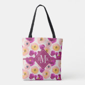 Monogram | Botanisch patroon Waterverf Tote Bag (Achterkant)