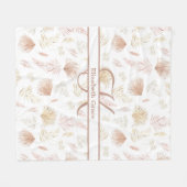 Monogram Botanisch Roos Goud Neutrale Terracotta Fleece Deken (Voorkant (Horizontaal))