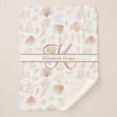 Monogram Botanisch Roos Goud Neutrale Terracotta Sherpa Deken (Voorkant)