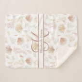 Monogram Botanisch Roos Goud Neutrale Terracotta Sherpa Deken (Voorkant (horizontaal))