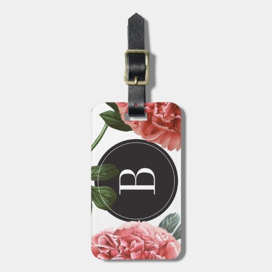 Monogram Botanische Afdruk | BAGAGELABEL (Voorkant verticaal)