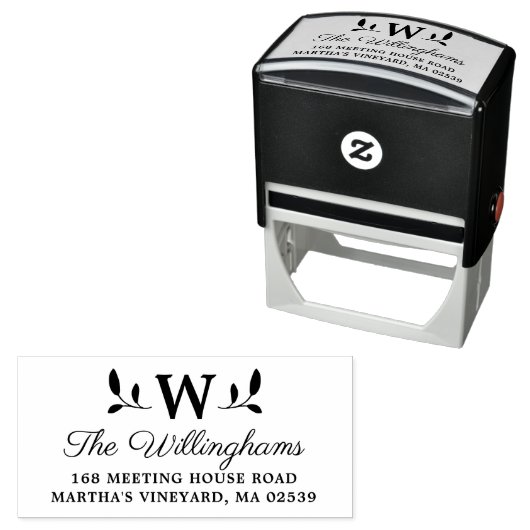 Monogram botanische bladeren  zelfinktende stempel (In situ)