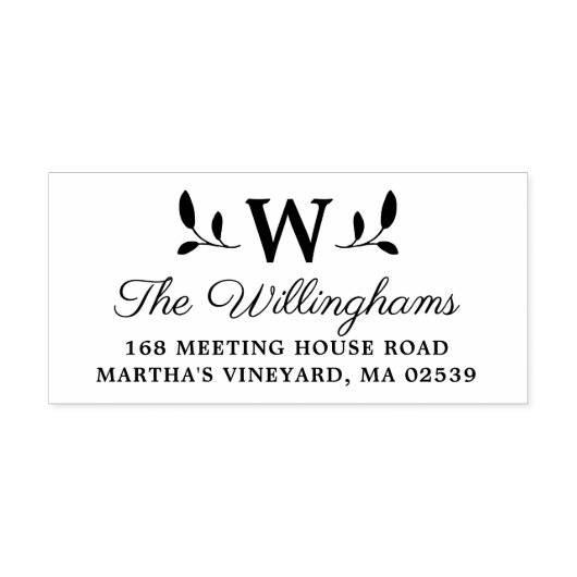 Monogram botanische bladeren  zelfinktende stempel (Design)