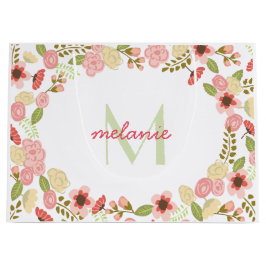 Monogram Botanische Bloemen Grote Geschenktas Large Cadeautasje