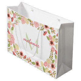 Monogram Botanische Bloemen Grote Geschenktas Large Cadeautasje