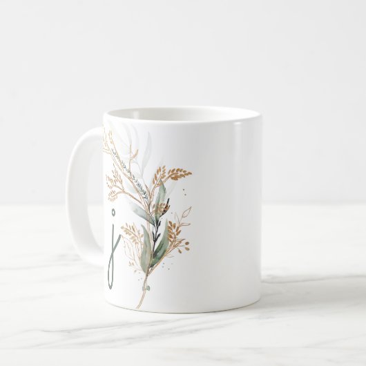 Monogram Botanische Eucalyptus Modern Premium Koffiemok (Voorkant links)