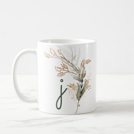 Monogram Botanische Eucalyptus Modern Premium Koffiemok (Links)
