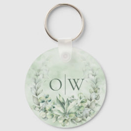 Monogram Botanische Eucalyptus Weddenschap Sleutelhanger