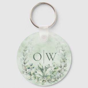 Monogram Botanische Eucalyptus Weddenschap Sleutelhanger