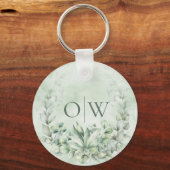 Monogram Botanische Eucalyptus Weddenschap Sleutelhanger (Voorkant)