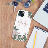 Monogram Botanische Floral Roos Aangepaste naam Case-Mate iPhone Case