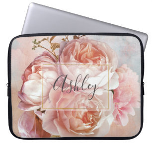 Monogram BOTANISCHE FLORALE PEONNEMINGENnaam Laptop Sleeve
