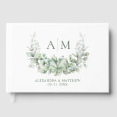 Monogram Botanische Greenery Elegant Wedding Gastenboek (Voorkant)