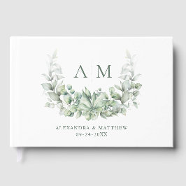 Monogram Botanische Greenery Elegant Wedding Gastenboek