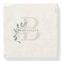 Monogram Botanische Greenery Stone Onderzetter