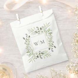 Monogram Botanische Groene Blad Bruiloft Bedankzakje