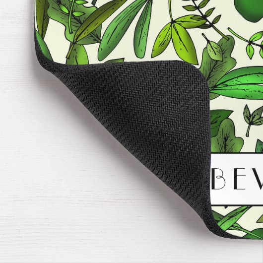 Monogram Botanische Groene Bladeren Patroon Muismat (Hoek)