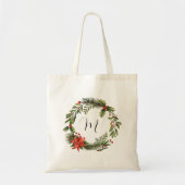 Monogram botanische kerstkrans tote bag (Voorkant)