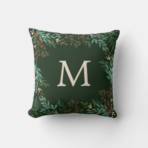 Monogram Botanische Krans Lijst Classic Christmas Kussen