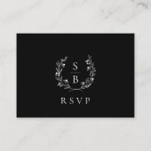 Monogram Botanische krans QR Code Bruiloft RSVP Informatiekaartje (Achterkant)
