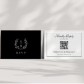 Monogram Botanische krans QR Code Bruiloft RSVP Informatiekaartje