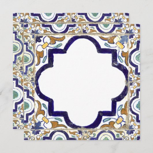 monogram botanische siertegels notitiekaartje (Voorkant / Achterkant)