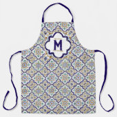  monogram botanische siertegels schort (Voorkant)