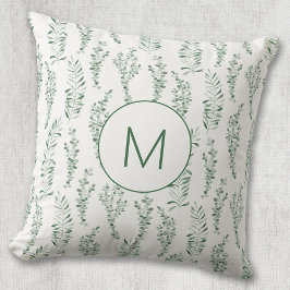 Monogram Botanische Waterverf Greenery Leaves Kussen