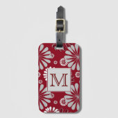Monogram Bourgogne en Gray Floral Bagagelabel (Voorkant (verticaal))