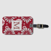 Monogram Bourgogne en Gray Floral Bagagelabel (Voorkant (horizontaal))