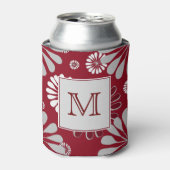Monogram Bourgogne en Gray Floral Blikjeskoeler (Blikje Voorkant)