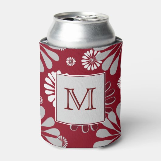 Monogram Bourgogne en Gray Floral Blikjeskoeler (Blikje Voorkant)