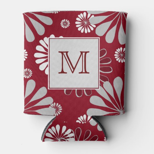 Monogram Bourgogne en Gray Floral Blikjeskoeler (Voorkant)