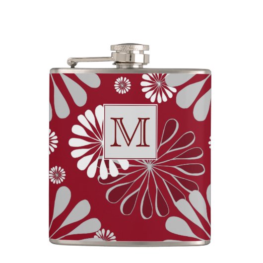 Monogram Bourgogne en Gray Floral Heupfles (Voorkant)