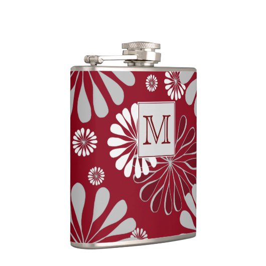 Monogram Bourgogne en Gray Floral Heupfles (Rechts)