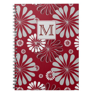 Monogram Bourgogne en Gray Floral Notitieboek