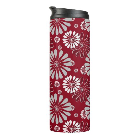 Monogram Bourgogne en Gray Floral Thermosbeker (Geroteerd rechts)